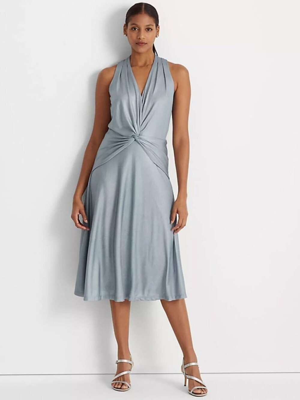 NEW Lauren Ralph Lauren Women's 10 Foil-Print Twist-Front Dress • Reg Price $245